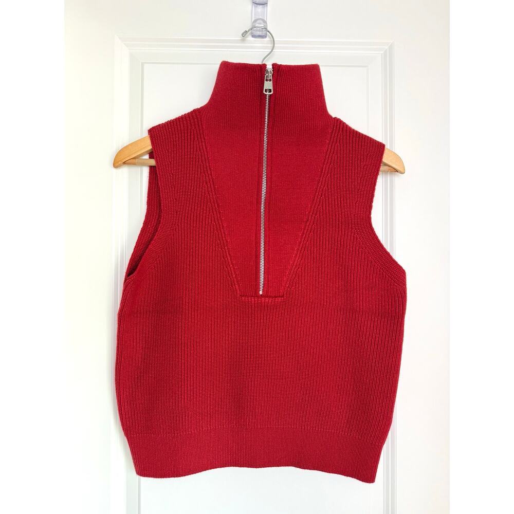 NWT Varley Amina Half-Zip Ribbed Sleeveless Knit Sweater Lava Falls Red Small - Picture 3 of 9